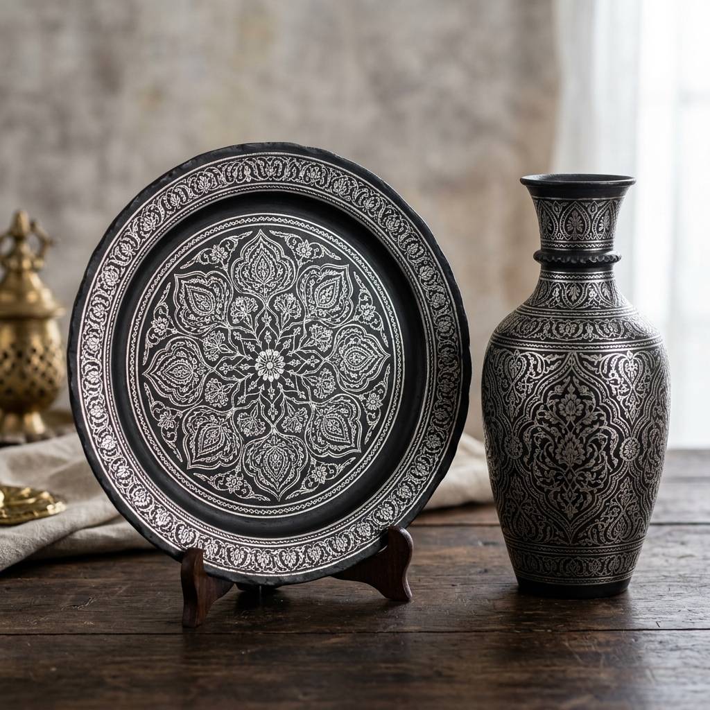 Bidriware Silver Inlay Trinket & Jewelry Keepsake Box