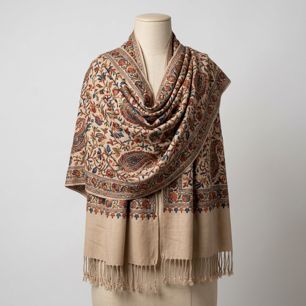 Mughal Palla Hand Embroidered Pashmina Stole