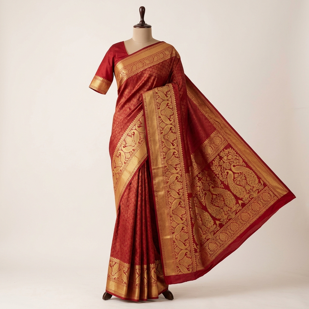 Peacock Blue Kanchipuram Silk Saree with Meenakari Zari Work and Korvai Border